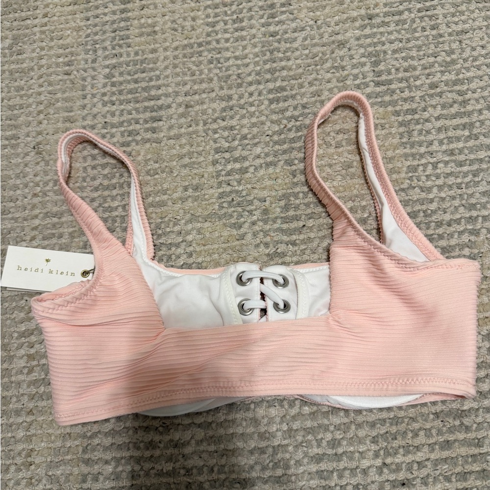 Heidi Klein Blush Ribbed Bikini Top - Picture 5 of 5